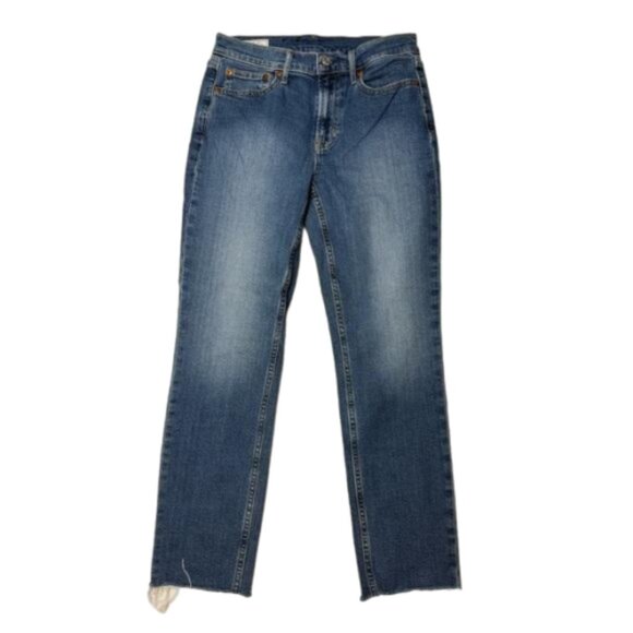 GAP Vintage Slim Mid Rise Medium Wash Frayed hem Jeans Size 28/6r #1884 - Picture 1 of 6